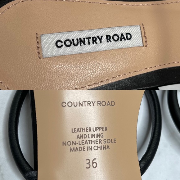 SOLD Country Road Black Leather Billie Sandals Shoes 36 - Picture 9 of 12